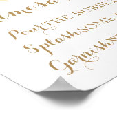 ゴールドとホワイトフラワーのミモザ バー サイン ポスター (角)