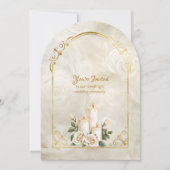 ゴールドとホワイトローズのアーチフレーム キャンドルライト 招待状 (正面)