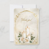 ゴールドとホワイトローズのキャンドルライト サンキューカード (正面)
