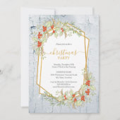 ゴールドとホーリー | ジオメトリック ラスティック クリスマス 招待状 (正面)