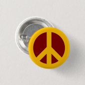 ゴールドとマルーンの平和シンボル ボタン 缶バッジ (正面&裏面)
