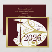 ゴールドとマロンの男性シルエット 2026 カード (正面/裏面)
