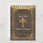ゴールドとラスティックブラウンのスペイン語洗礼招待状 招待状 (裏面)