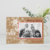 ゴールドとレッドのウィンター ウォーム ウィッシュ ホリデー モダン フォト シーズンカード (スタンド正面)