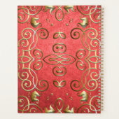 ゴールドとレッドのエレガントなクラシック バロックスタイルの年 プランナー手帳 (裏面)