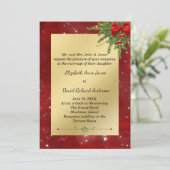 ゴールドとレッドのクリスマスウェディング招待状 招待状 (スタンド正面)