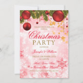 ゴールドとレッドのクリスマス ホリデーパーティ 招待状 (正面)