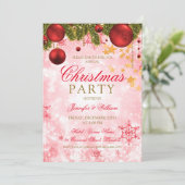 ゴールドとレッドのクリスマス ホリデーパーティ 招待状 (スタンド正面)