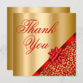 ゴールドとレッドのヒョウ柄 シャイマー グラム ギフト サンキューカード (正面/裏面)