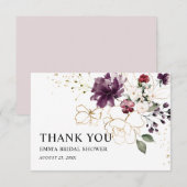 ゴールドとワインの花束 ブライダルシャワーの感謝 サンキューカード (正面/裏面)