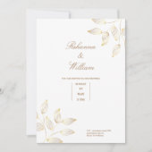 ゴールドと白の花のシンプルでエレガントな結婚式のカード 招待状 (正面)