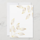 ゴールドと白の花のシンプルでエレガントな結婚式のカード 招待状 (裏面)