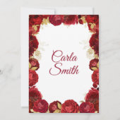 ゴールドと赤いバラのミス15歳の誕生日招待状 招待状 (裏面)