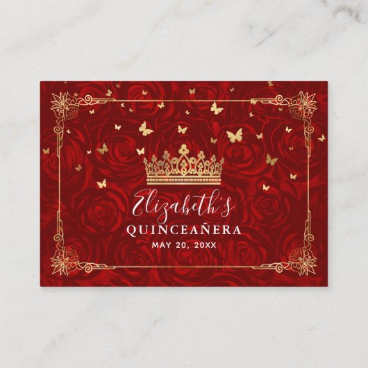 ゴールドと赤いバラの羊皮紙 エレガントなディテール エンクロージャーカード (裏面)