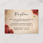 ゴールドと赤いバラの羊皮紙 優雅なディテール エンクロージャーカード (正面)