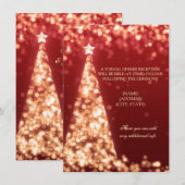 ゴールドと赤のクリスマス ウェディング レセプションのみ 招待状 (正面/裏面)