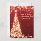 ゴールドと赤のクリスマス ウェディング レセプションのみ 招待状 (裏面)