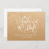 ゴールドに斑点 | Save The Date 案内ポストカード (正面/裏面)