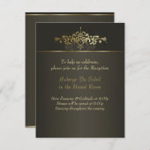 ゴールドに輝くシンプル 招待状 (正面/裏面)