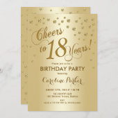 ゴールドのお18歳の誕生日パーティー 招待状 (正面/裏面)