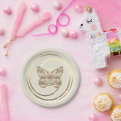 ゴールドのきらきらした美しい蝶 ペーパープレート (パーティー)