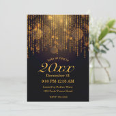 ゴールドのきらきらライトが輝く新年パーティー 招待状 (スタンド正面)