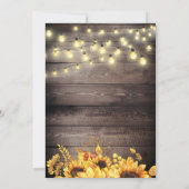 ゴールドのひまわりがあしらわれたラスティックウッドの50歳誕生日パーティー 招待状 (裏面)