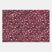 ゴールドのアクセントが付いたカラフルなヒョウ柄のデザイン ラッピングペーパーシート (正面)