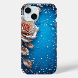 ゴールドのアクセントが効いたエレガントなフラワーアレンジメント iPhone 15ケース