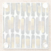 ゴールドのアーティストリー: ブラック & ゴールド アブストラクト ガラスコースター (裏面)