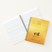 ゴールドのイニシャルロゴビジネスカード ノートブック (内部)