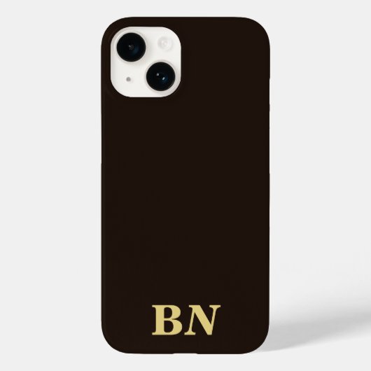 ゴールドのイニシャル モダンなブラウン Case-Mate iPhoneケース (裏面)