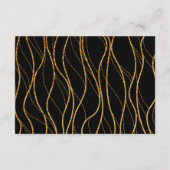 ゴールドのウェーブ & 手書き ブラック ウェディング ディテール エンクロージャーカード (裏面)