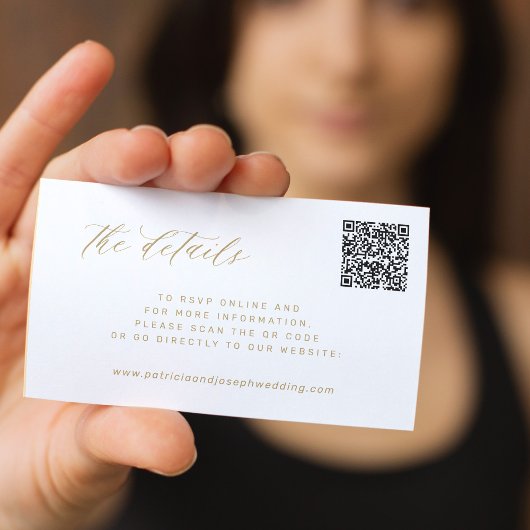 ゴールドのエレガントな結婚式ウェブサイトの詳細 エンクロージャーカード