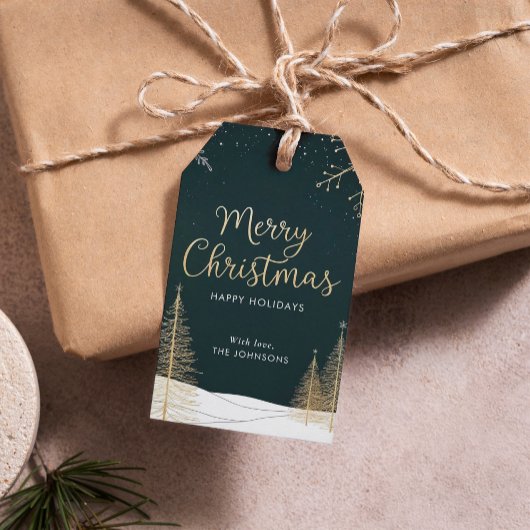 ゴールドのカリグラフィーが華やかなクリスマスの飾り ギフトタグ