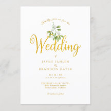 ゴールドのカリグラフィーデザインとヤドリギのモチーフがエレガントな冬の結婚式