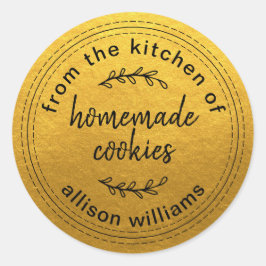 ゴールドのキッチンからの素朴な手作りクッキー ラウンドシール