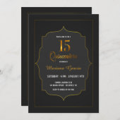 ゴールドのキンセアニェラ招待状 招待状 (正面/裏面)