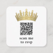 ゴールドのキンセアニェーラクラウンスキャン私QRRSVPシックモダン エンクロージャーカード (正面)