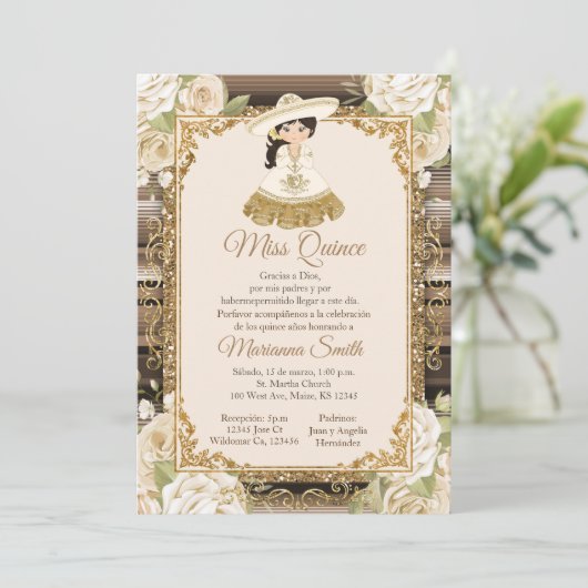 ゴールドのキンセアニエラ メキシコのミス・キンセア 招待状 (スタンド正面)