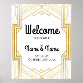 ゴールドのギャツビーアートデコウェルカムポスター ポスター