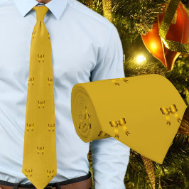 ゴールドのクリスマスの小さなリボンパターン ネクタイ