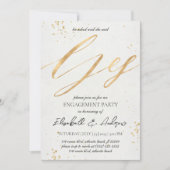 ゴールドのクリスマスエンゲージメントパーティー招待状 招待状 (正面)