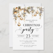 ゴールドのクリスマスオーナメントパーティー招待状 招待状 (正面)