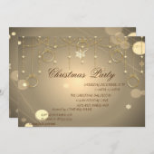 ゴールドのクリスマスオーナメント  クリスマス会社パーティー 招待状 (正面/裏面)