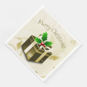 ゴールドのクリスマスギフトペーパーナプキン (コーナー)