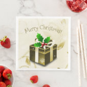 ゴールドのクリスマスギフトペーパーナプキン (インサイチュ)