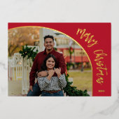 ゴールドのクリスマススクリプト 箔シーズンカード (正面)