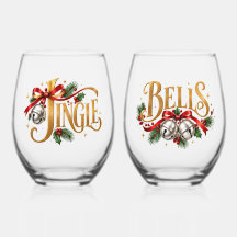 ゴールドのクリスマスタイポグラフィペア「Jingle Bells」
