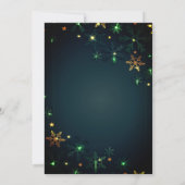 ゴールドのクリスマスツリーとグリーンの雪の結晶 クリスマス 招待状 (裏面)